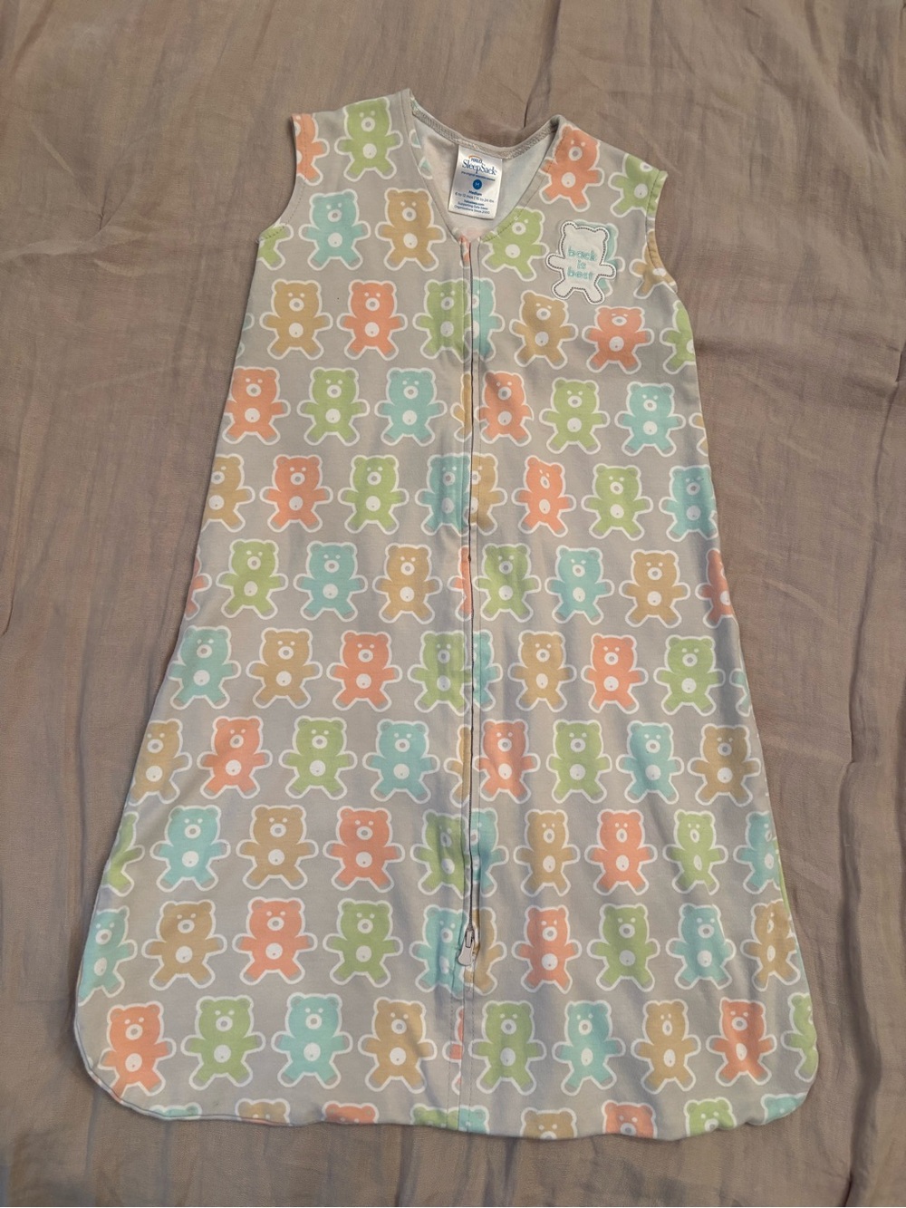 Halo Grey Sleep Sack with Bear Print / Size Medium / 6-12 Months / 16-24 lbs